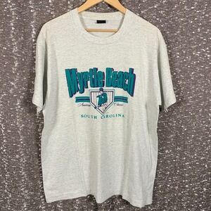 Vintage Myrtle Beach South Carolina Gray Graphic American Baseball Single Stitch